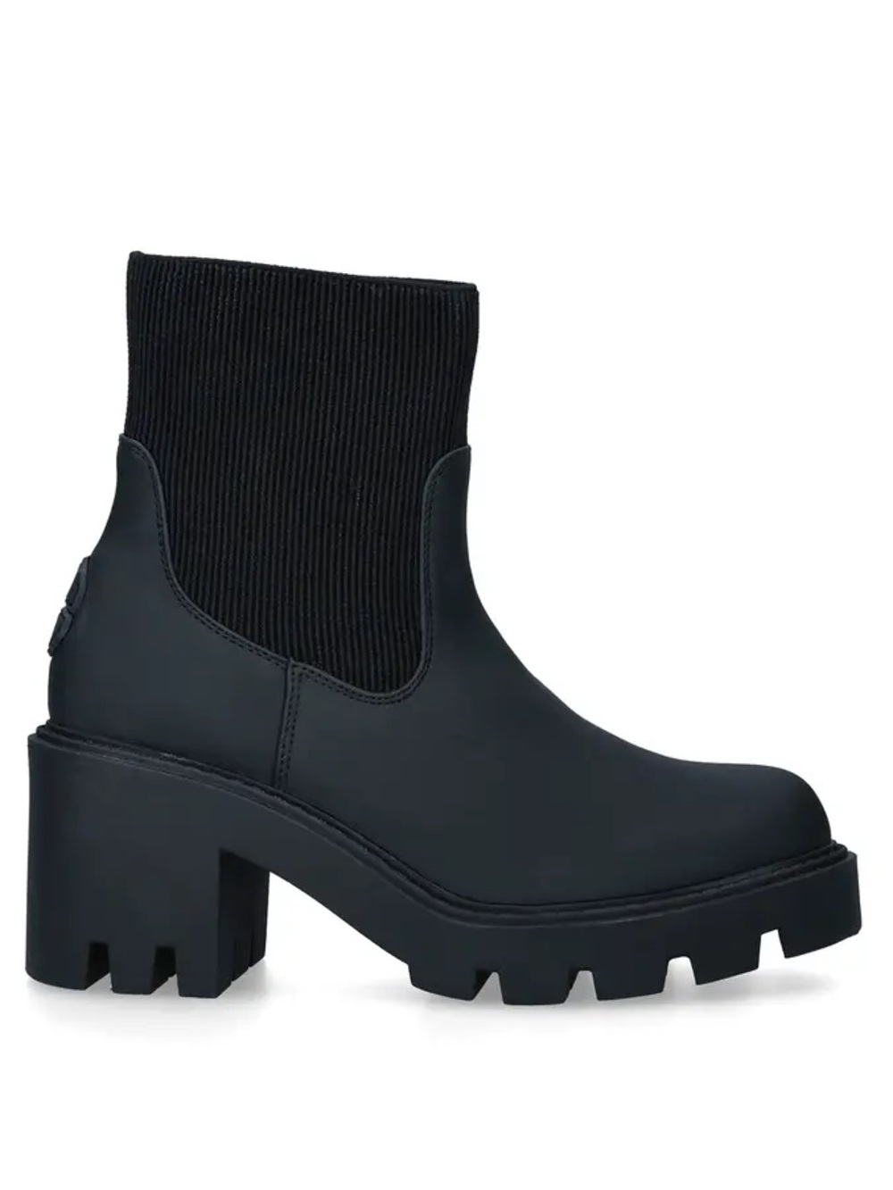 Carvela Splash Heel Black Rubber Chunky Lug Heel Ankle Boot Size 7.5